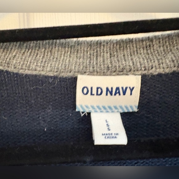 Old Navy Men's Large chunky Blue and Heather Gray Striped Cardigan-Super Nice! - Picture 2 of 6